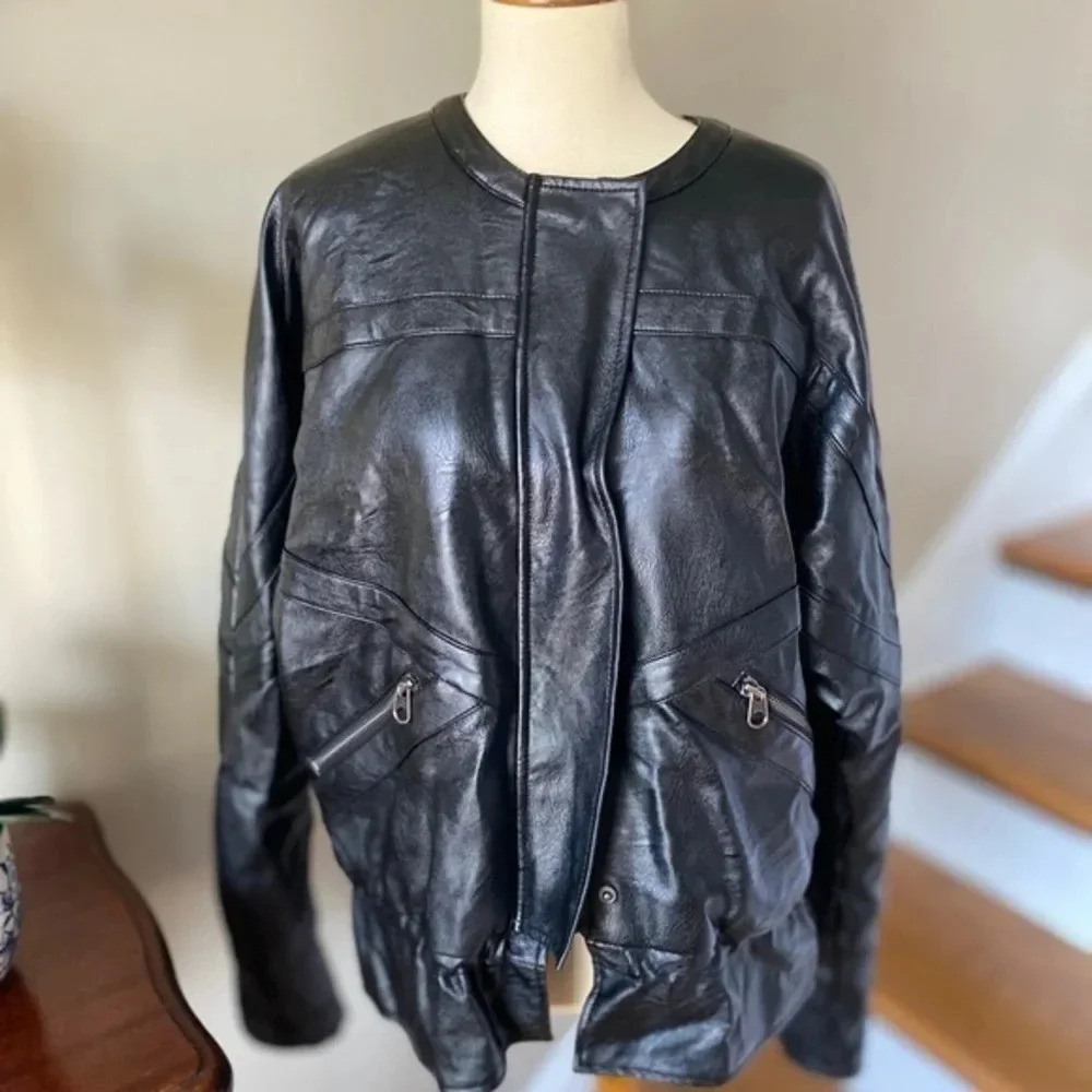 Anthropologie  Hei Hei Black Vegan Bomber Jacket